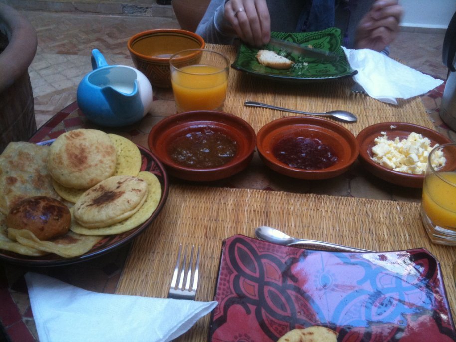 morocco-breakfast-usually-consists-of-breads-with-jam-and-cheese-or-butter