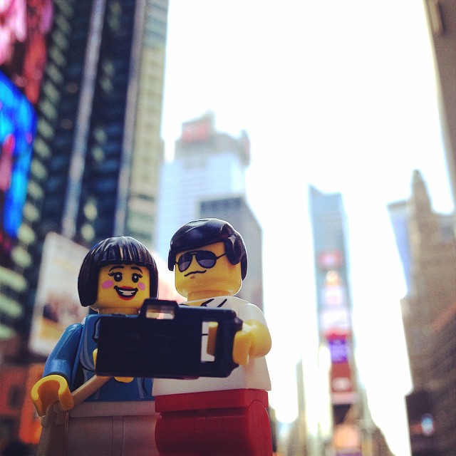 playmobil THE traditional selfie on Times Square  NEW YORK BABY 