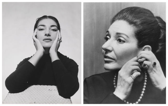 Αριστερά: Η διάσημη φωτογραφία της Κάλλας από τον θρυλικό Cecil Beaton, τη "χρυσή" της περίοδο (1957) | Δεξιά: Η Μαρία Κάλλας τη δεκαετία του '70