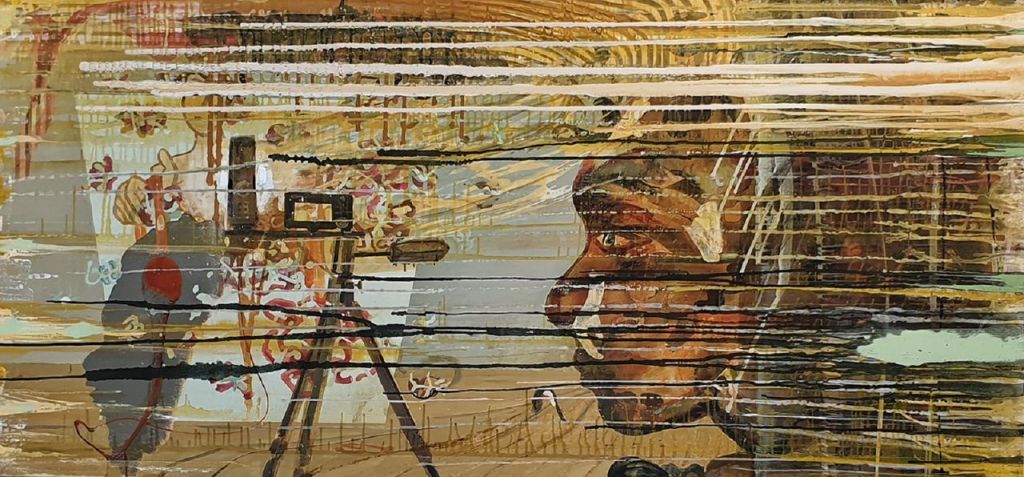 Haralabos Katsatsidis, 
The Photographer, 
oil on canvas, 
100 x 200 cm, 
2015