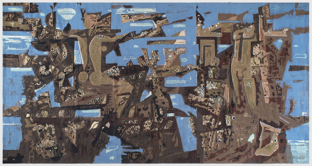 Γιάννης Μόραλης |
Βυθισμένη πολιτεία, 1965. Ταπισερί 224 x 425 εκ. Συλλογή Εθνικού Κέντρου Κοινωνικής Αλληλεγγύης.