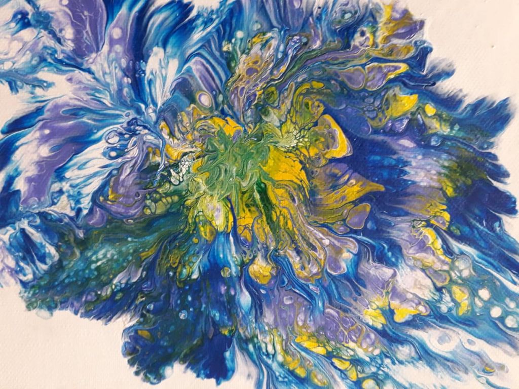 Μαρκέλλα Κομπίτσα, Πολύχρωμο λουλούδι, 18x24cm, Μικτή τεχνική.