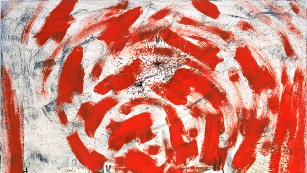 «Κόκκινος τρελός», 1975. Mixed media σε ξύλο, 120 x 120 εκ.