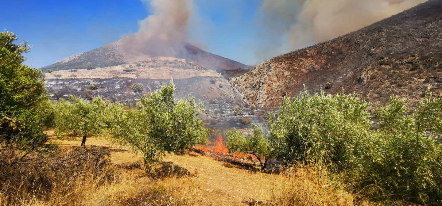 Φωτογραφία από τη φωτιά στις Μυκήνες
