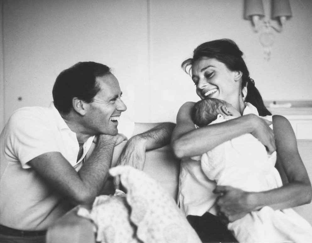 Η Όντρεϊ Χέπμπορν με τον πρώτο της σύζυγο, Μελ Φέρρερ, και το παιδί τους, Σον