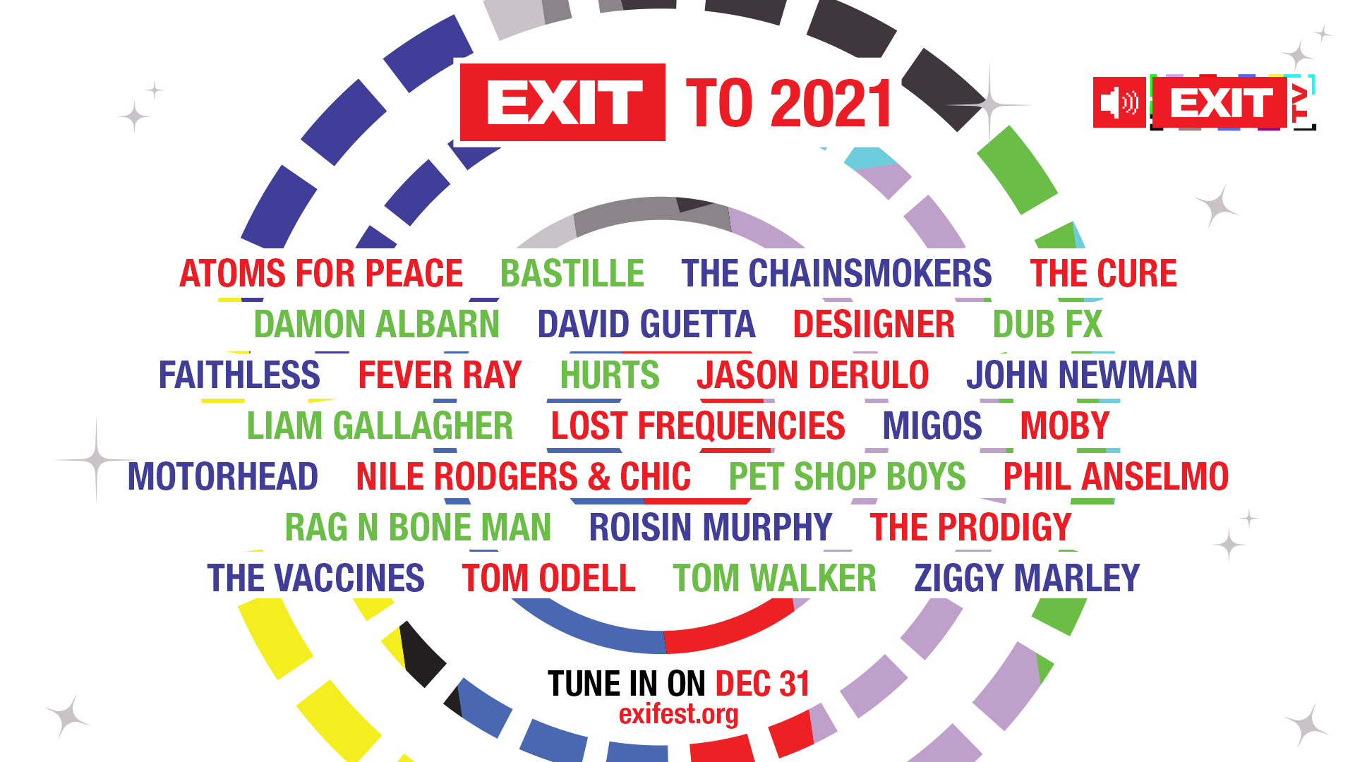 EXIT TO 2021: Παραμονή Πρωτοχρονιάς με το Exit Festival και τα μεγαλύτερα ονόματα της μουσικής σκηνής