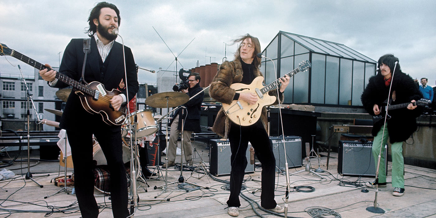 Οι Beatles στο βίντεο κλιπ του "Don't Let Me Down", φωτογραφία: Ethan A. Russell/© Apple Corps Ltd