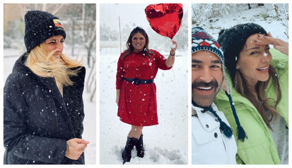 Angelika Dusk, Δανάη Μπάρκα και Δέσποινα Βανδή φωτογράφισαν τη χιονισμένη Αθήνα