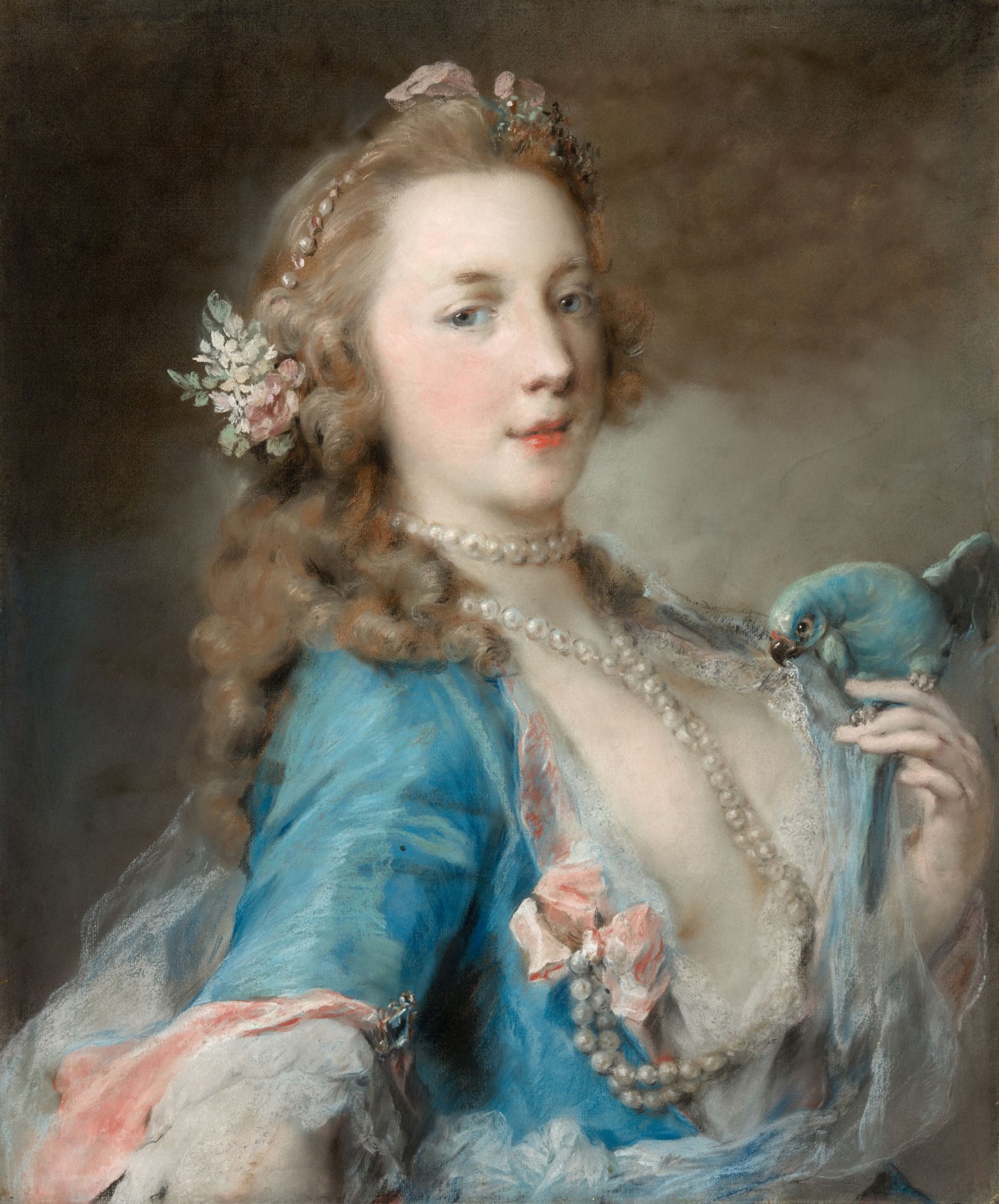Rosalba Carriera, A Young Lady with a Parrot (circa 1730). Collection of the Art Institute of Chicago