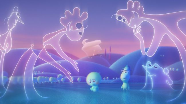 Το «Μεγάλο Πριν» είναι ένα φανταστικό ουράνιο επίπεδο όπου οι αγέννητες ψυχές αποκτούν τα χαρακτηριστικά της προσωπικότητάς τους, πριν καταλήξουν στη Γη. © Disney/ Pixar
