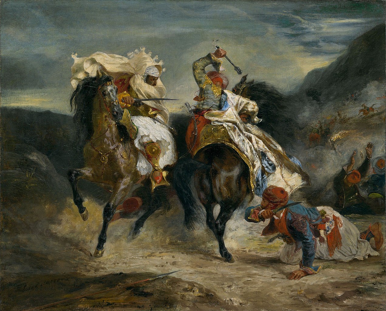 Η μάχη του Γκιαούρ με τον Πασά (1826), Ντελακρουά. Photo Credits: Wikimedia Commons