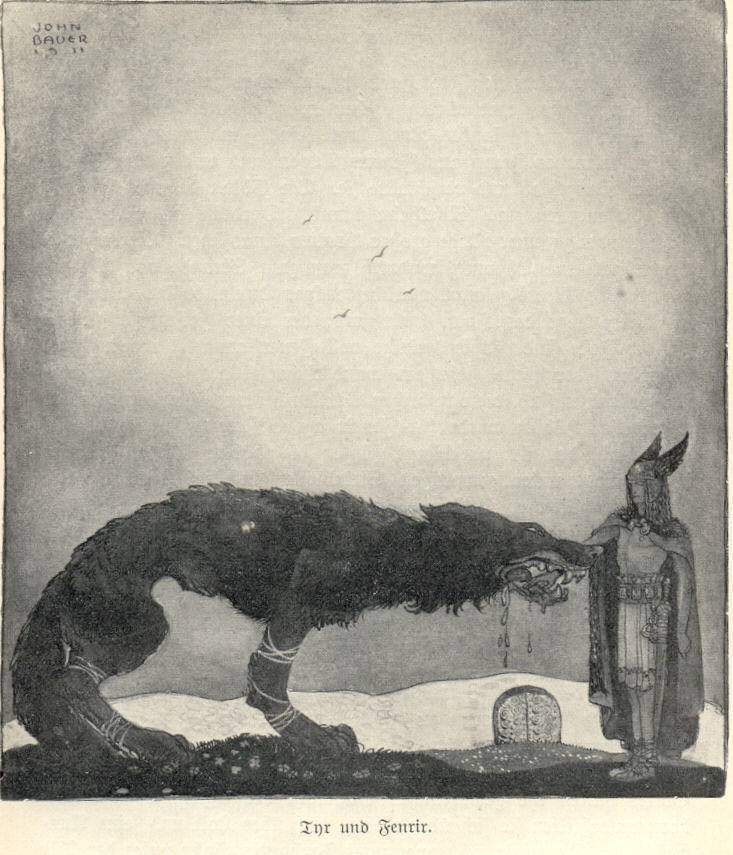 Ο Φενρίρ και ο Τυρ. Photo Credits: John Bauer / Wikimedia Commons