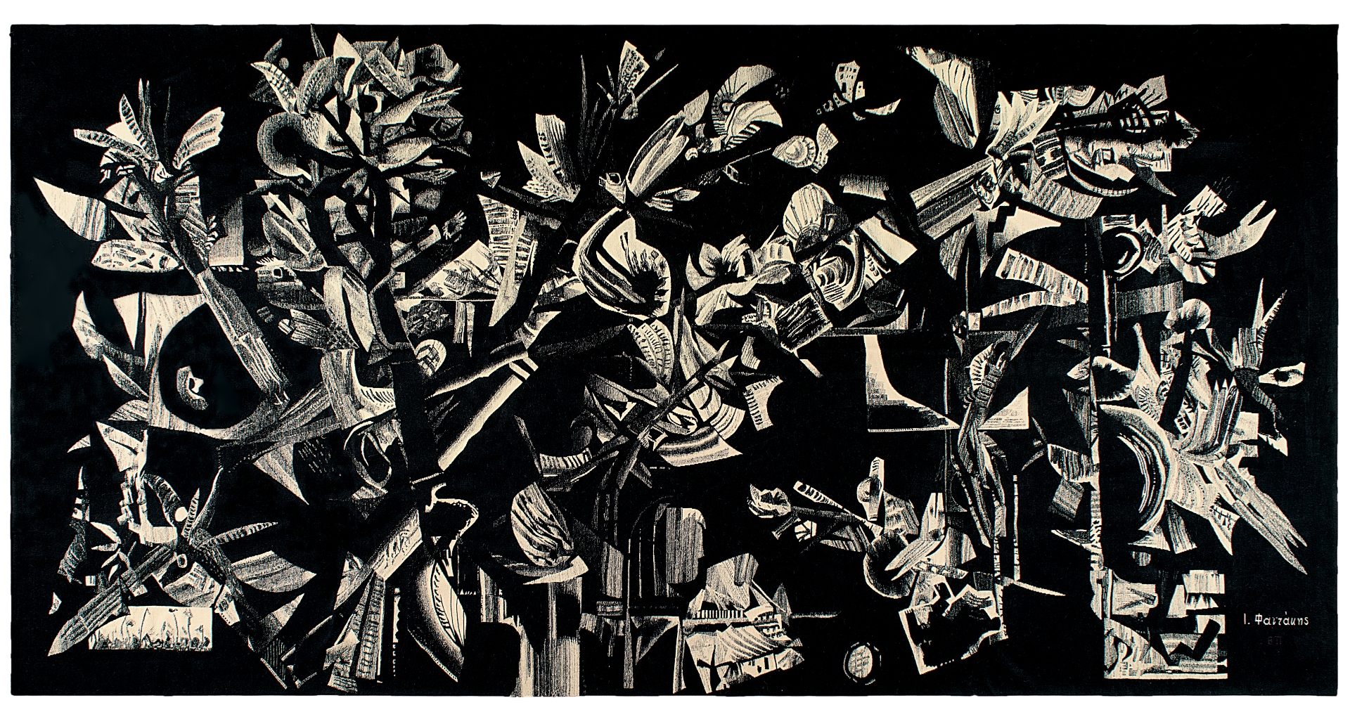 Ιωάννης Φαϊτάκις, Φυλλώματα, ταπισερί 197 x 400 εκ., μεταφορά σε ταπισερί από τον ίδιο