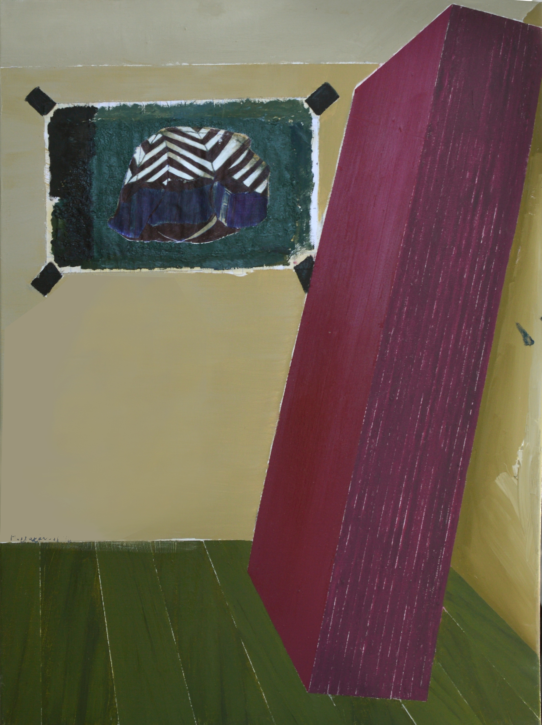 Μορταράκος Κυριάκος-Κόκκινη πλάκα, λάδι σε καμβά, 70χ50 εκ. 2018 @ Zoumboulakis Galleries