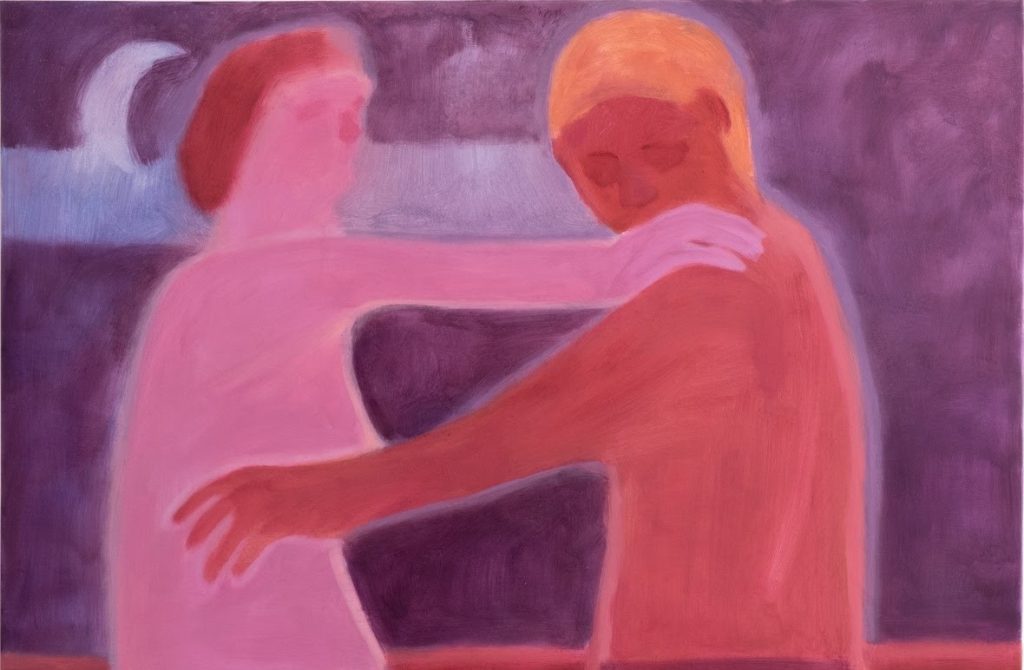 Ioanna Limniou, Warm Embrace, 2023, oil on canvas, 160 x 120 cm, diptych.