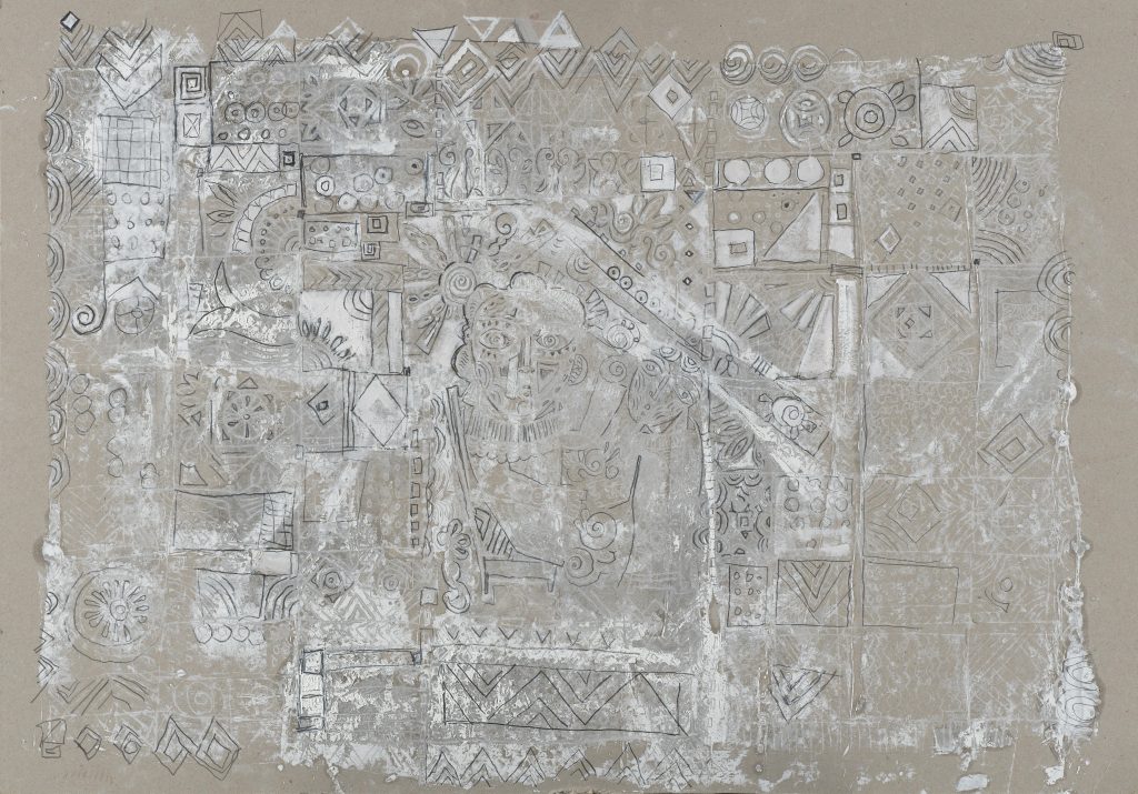 Αλέκος
Κυραρινης,
«
Ἐπί
τύμβῳ
» 2023.
Μεικτή τεχνική σε χαρτόνι,
70 εκ.
x
100
εκ.
Παραχώρηση
CITRONNE Gallery