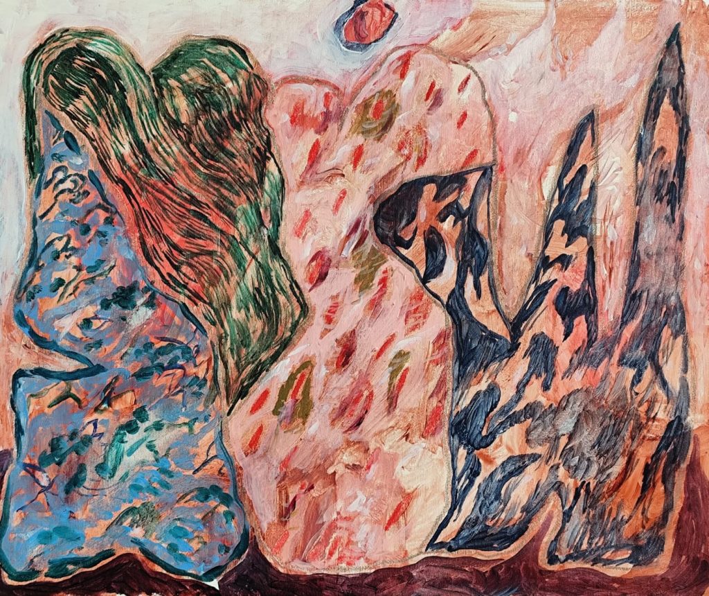 Jordan Cantwell, Earthly Love, Oil on canvas, 5x60cm, 2026