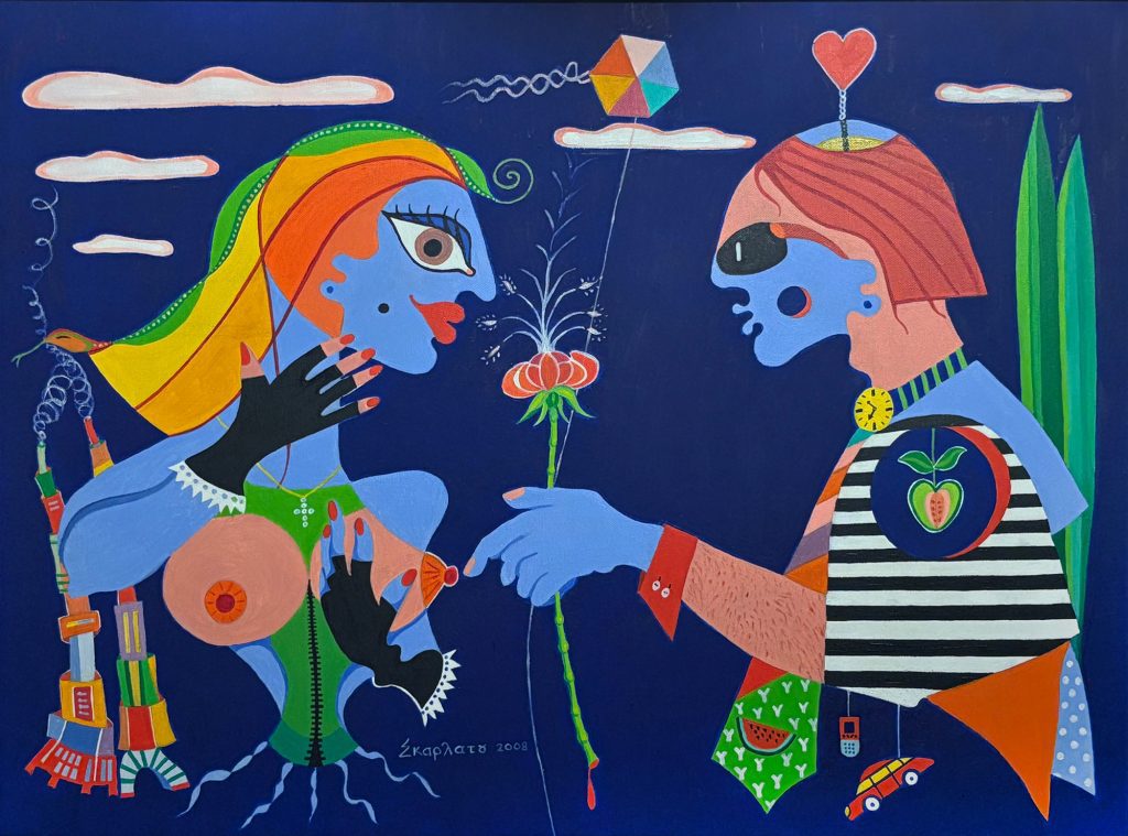 Το γαλάζιο ζευγάρι | The blue couple, 2008 Ακρυλικό σε Καμβά | Acrylic on Canvas 68 x 88 cm